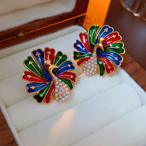 Peacock Earrings for Women, Pearl Earrings | WE120