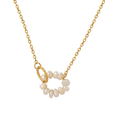 18K Gold Freshwater Pearl Connected Chain Necklace | P818