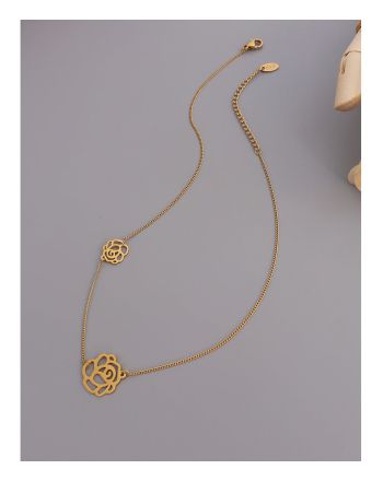 18K Gold Black Rose Necklace | P541