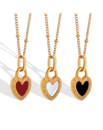 18K Gold Double Side Heart Necklace | P243