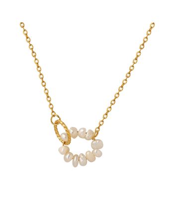 18K Gold Freshwater Pearl Connected Chain Necklace | P818