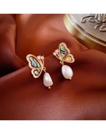 Baroque Freshwater Pearl Earring Butterfly Drop Earrings | R2833